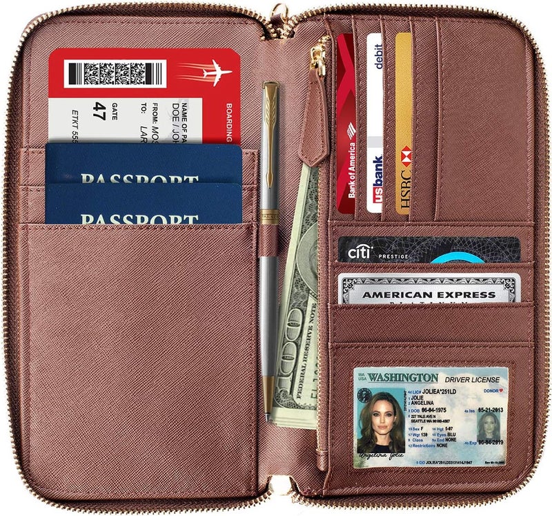 Apadi Travel Document Organizer - RFID Passport Wallet Case Family Holder Id Wristlet - Image 2